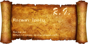 Rozman Ipoly névjegykártya